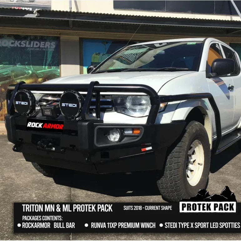 Rockarmor Premium Steel Bullbar To Suit Mitsubishi Triton Mn/Ml 2006-2015 (Bumper Cut)