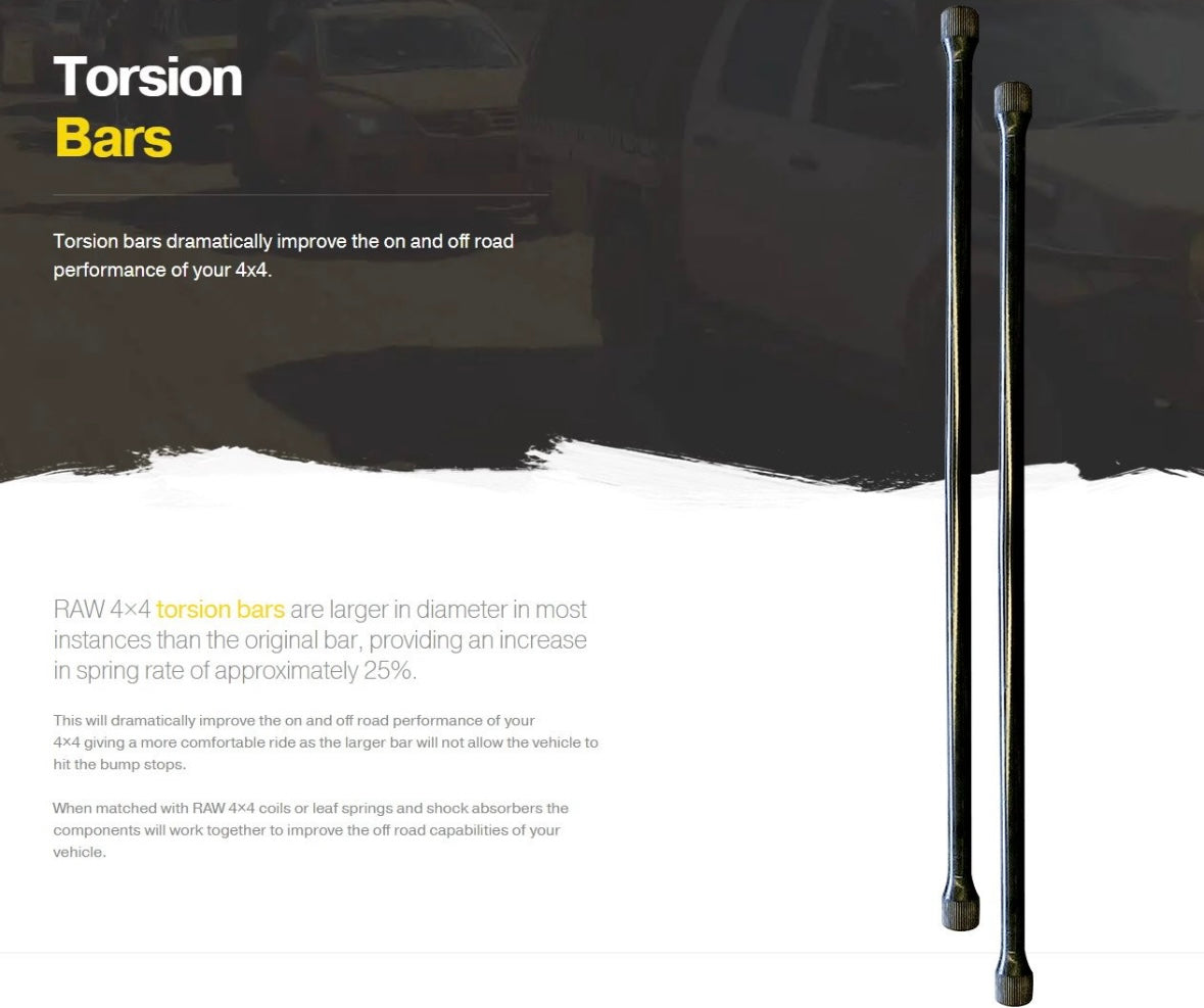 Toyota Hilux/Surf 85-05 IFS Rate Increased Torsion Bars - Pair - RAW 4X4