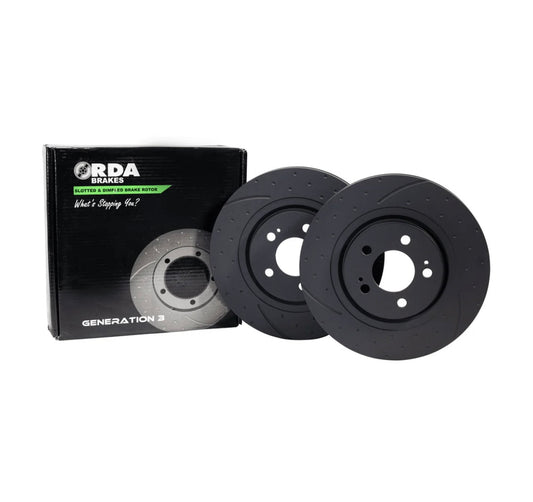 RDA Front Brake Rotors - Dimpled And Slotted - Toyota Surf 185, Toyota Prado 90/95 Series