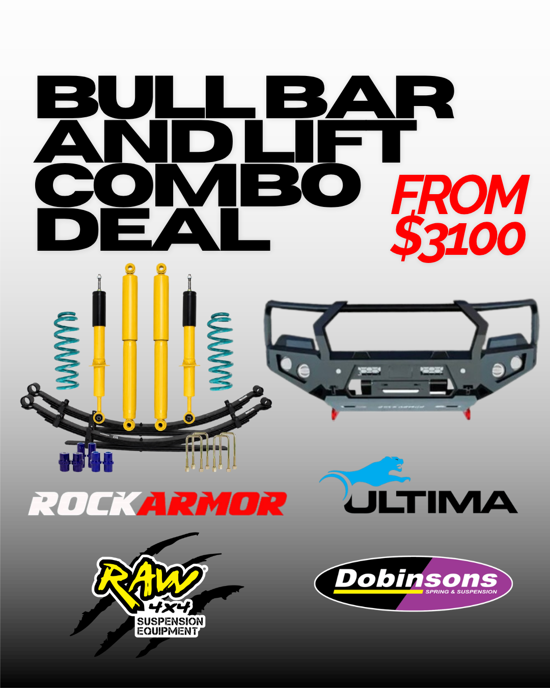 Rockarmor Bull Bar & 2" Suspension Lift Kit Combo Deal - FREE SHIPPING