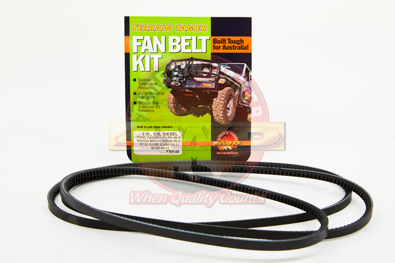 Fan Belt Kit With A/C - Terrain Tamer - Ford Courier/Mazda Bounty 99-06 2.5L