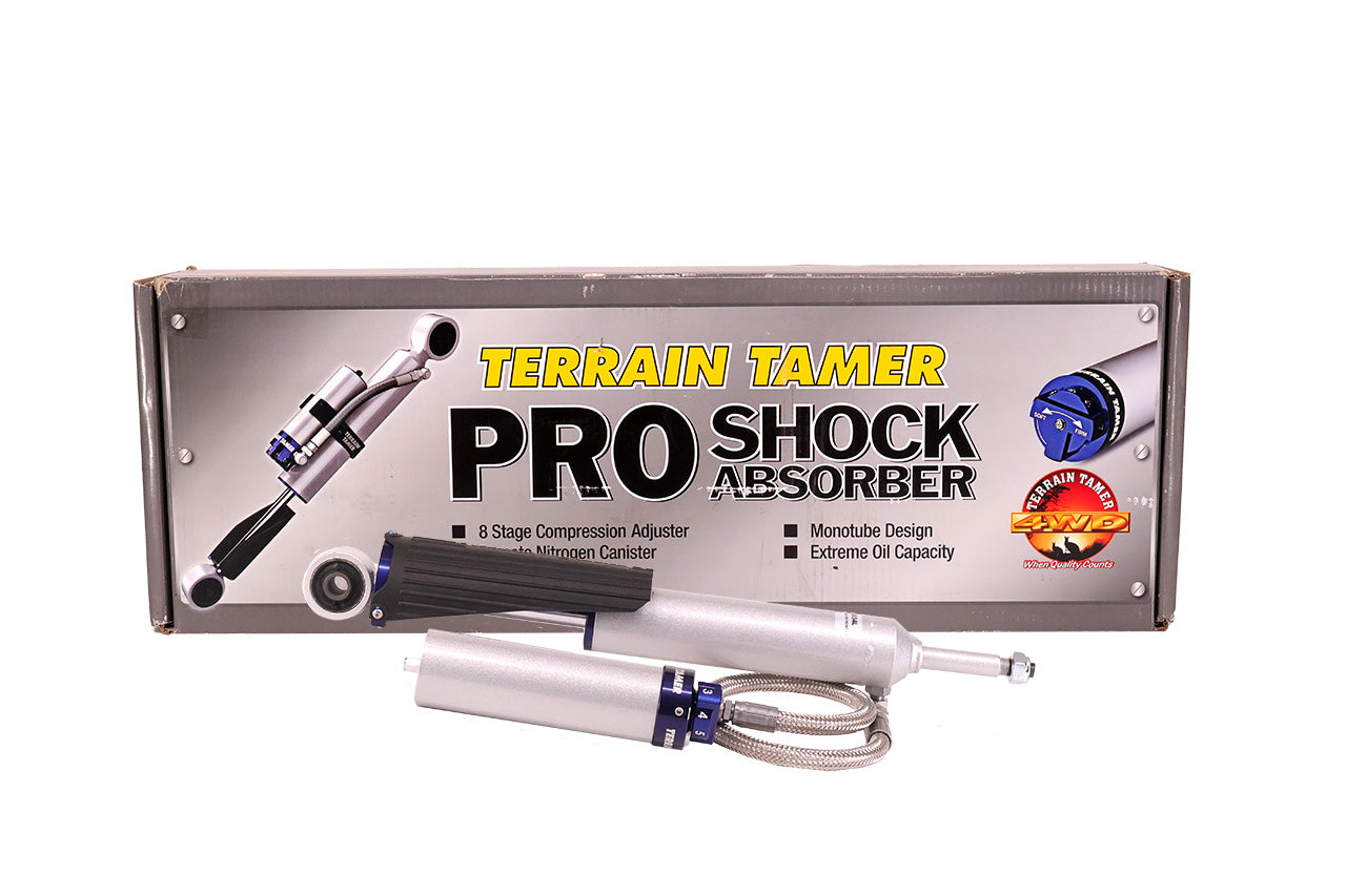 Pro Shock Absorber Front Pair Remote Res 8 Stage Adjust 50mm Lift - Toyota Landcruiser 100 Series - Terrain Tamer