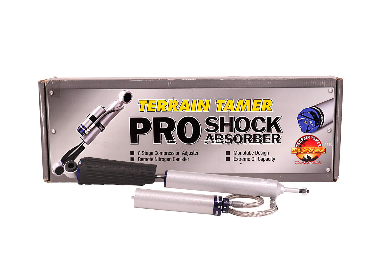 Pro Shock Absorber Rear Pair Remote Res 8 Stage Adjust 50mm Lift - Toyota Landcruiser 80 Series - Terrain Tamer