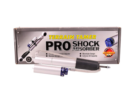 Pro Shock Absorber Front Pair Remote Res 8 Stage Adjust 40mm-50mm Lift - Toyota Landcruiser Prado 90 Series(40mm), Toyota Surf 185 Series(50mm) - Terrain Tamer