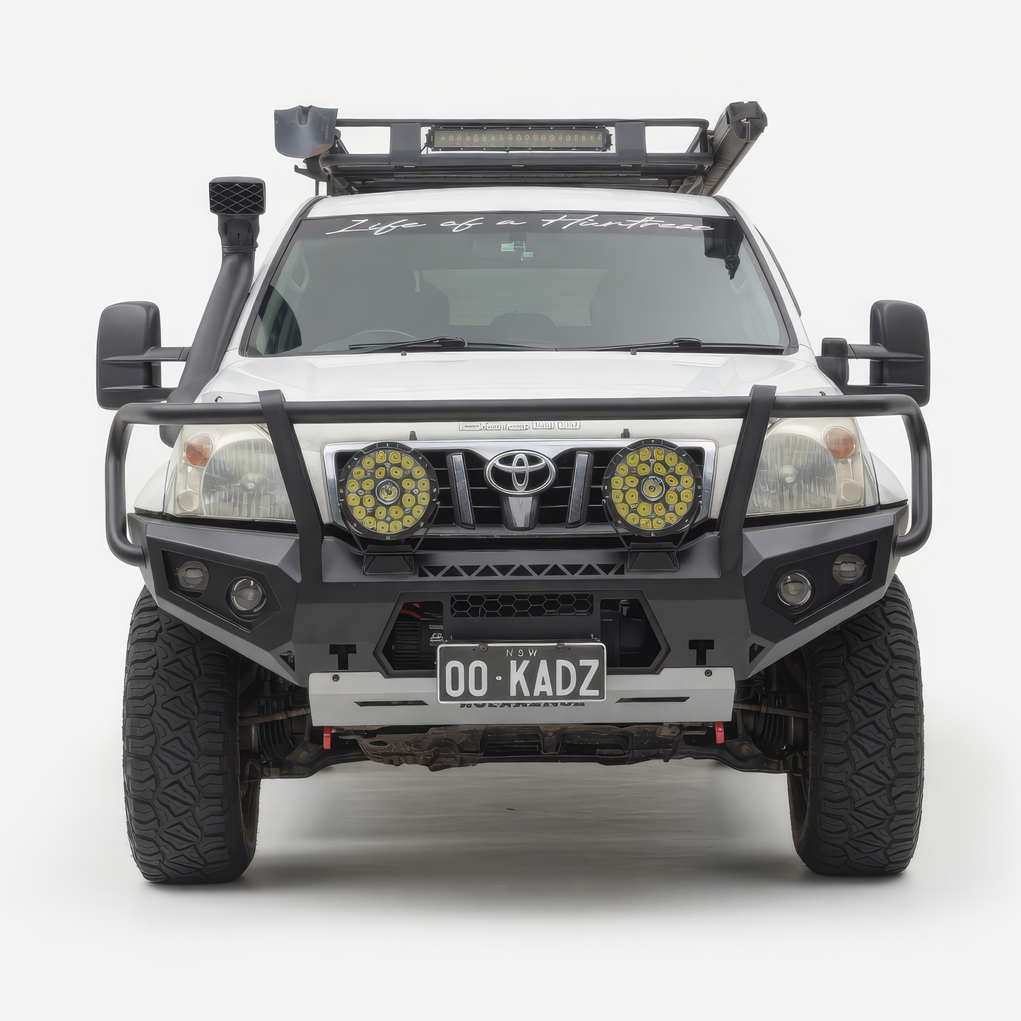 Rockarmor GT Hoop Bullbar Toyota Prado 120 Series front view installed