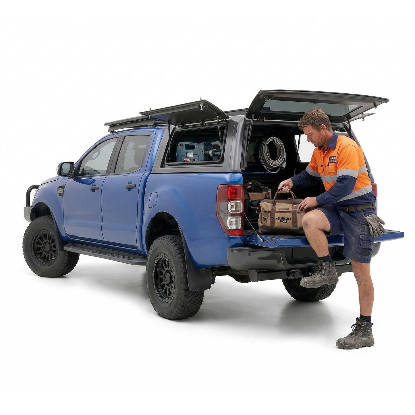 Rockarmor PX Ford Ranger Canopy work setup