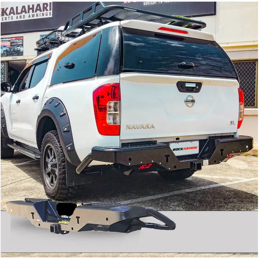 Black steel truck bumper with rear step tow bar suitable for Nissan Navara Np300 D23
