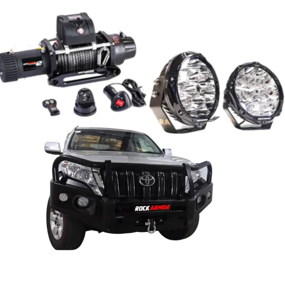 Rockarmor Elite Hoop Steel Bullbar Combo Package - Toyota Prado 150 Series 2018-Current (Full Bar Replacement)