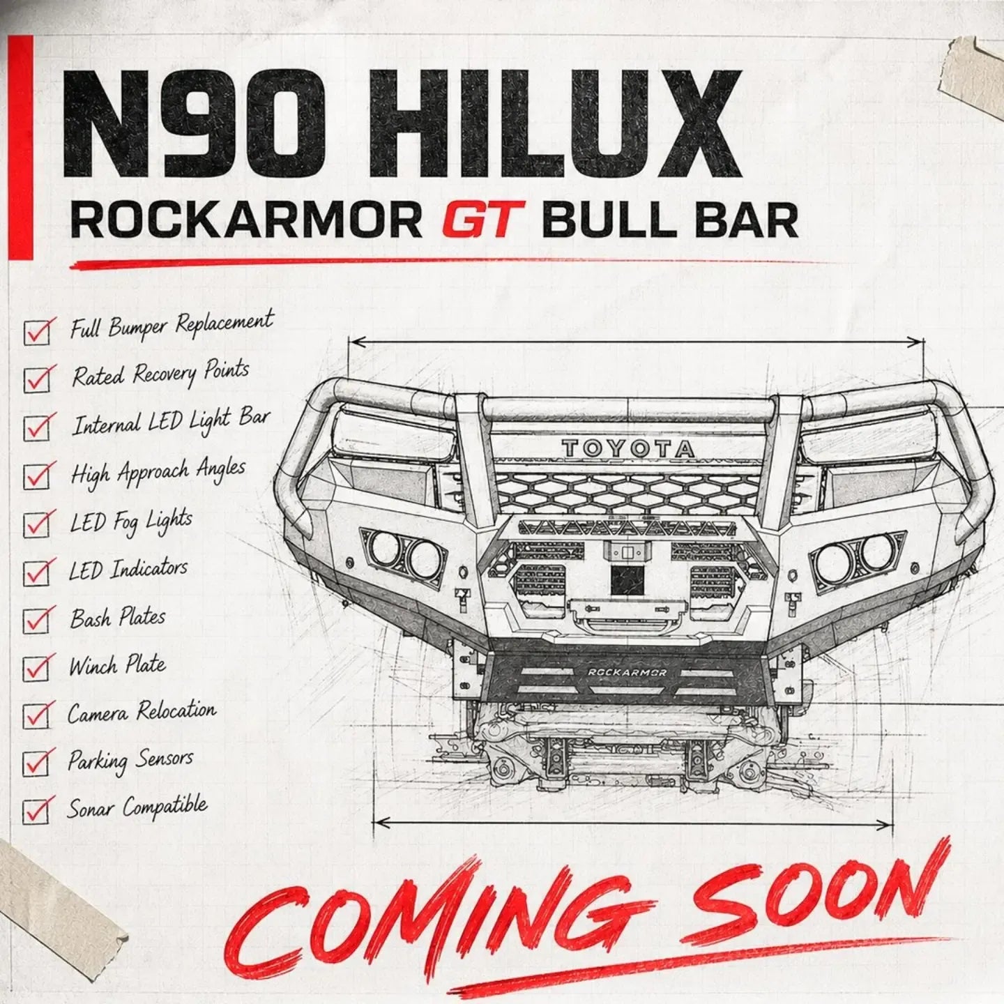 Rockarmor GT Hoop Steel Bullbar Toyota Hilux N90 2026+