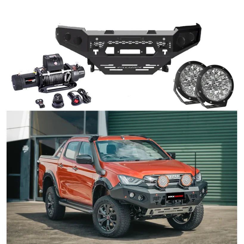 Off-road vehicle accessories including Rockarmor GT Steel Bull Bar and driving lights for Mazda BT50 2020+